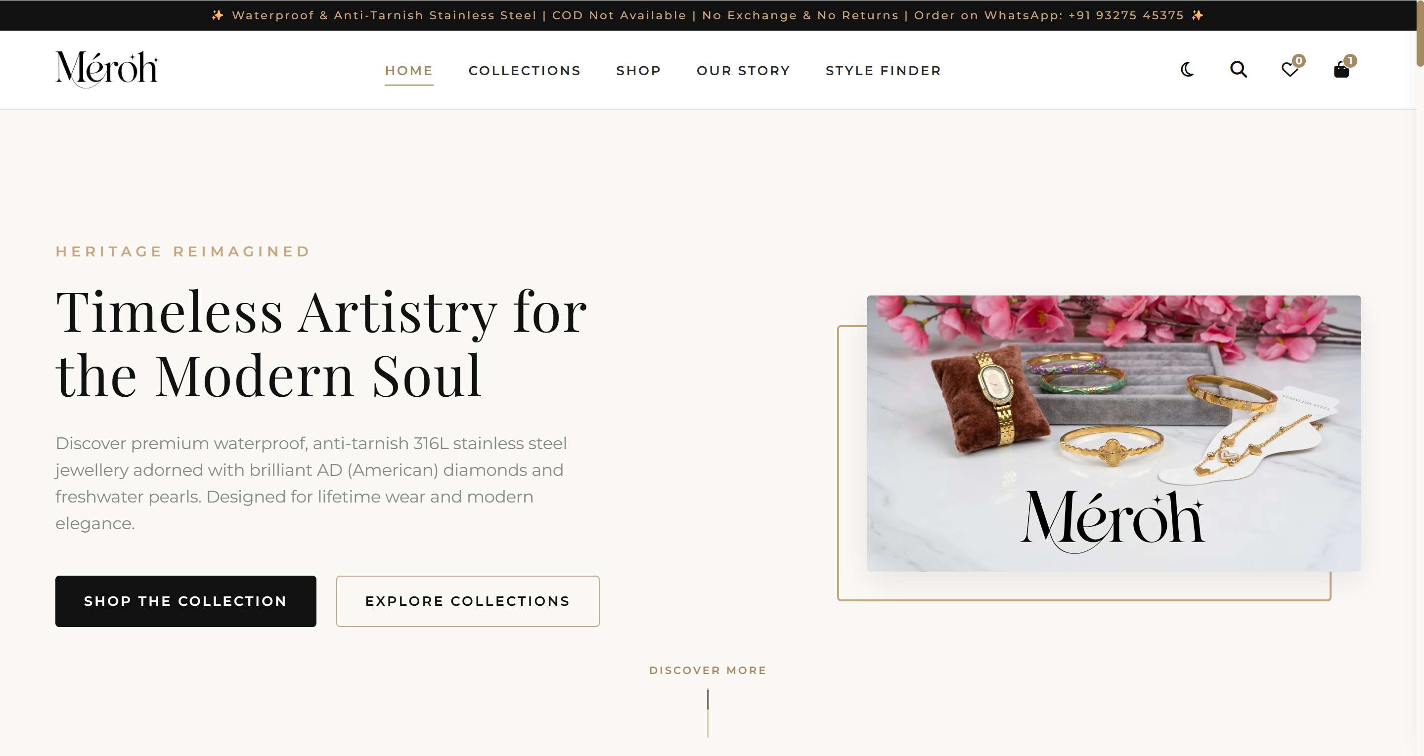 Méroh Jewellery Website Screenshot